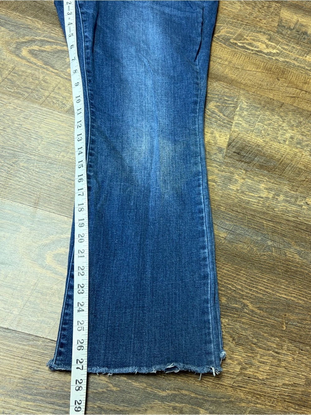 Judy Blue Mid Rise Boot Cut Raw Hem Jeans Womens 14W Dark Wash Blue Stretch - Picture 7 of 8